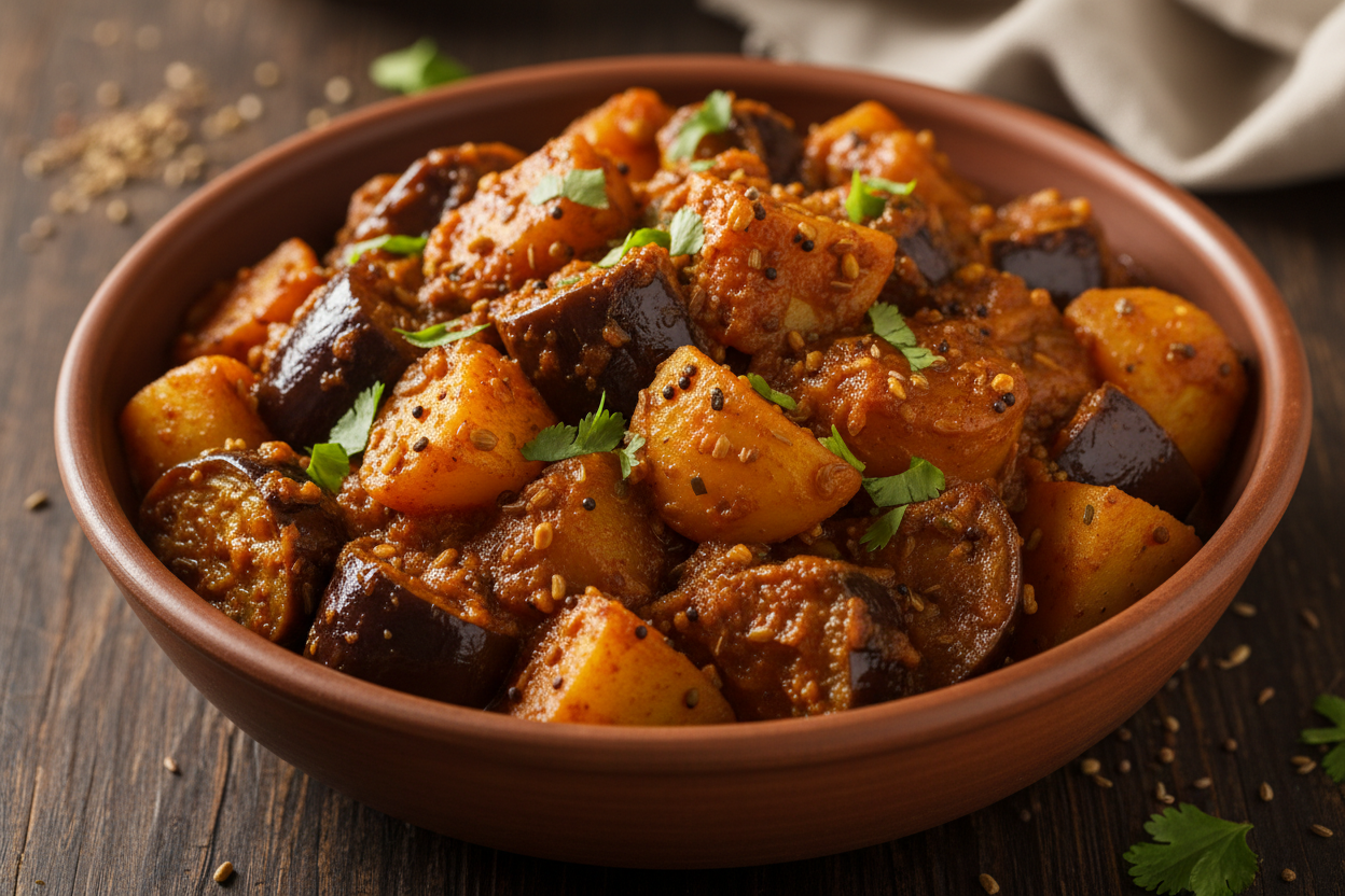 Began Alo Eggplant and potatoes in a homestyle curry