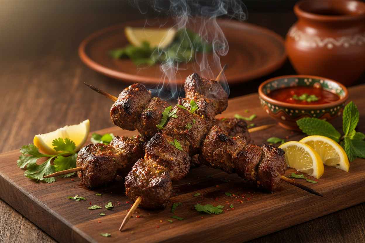 Behari Boti Spicy, smoky grilled beef