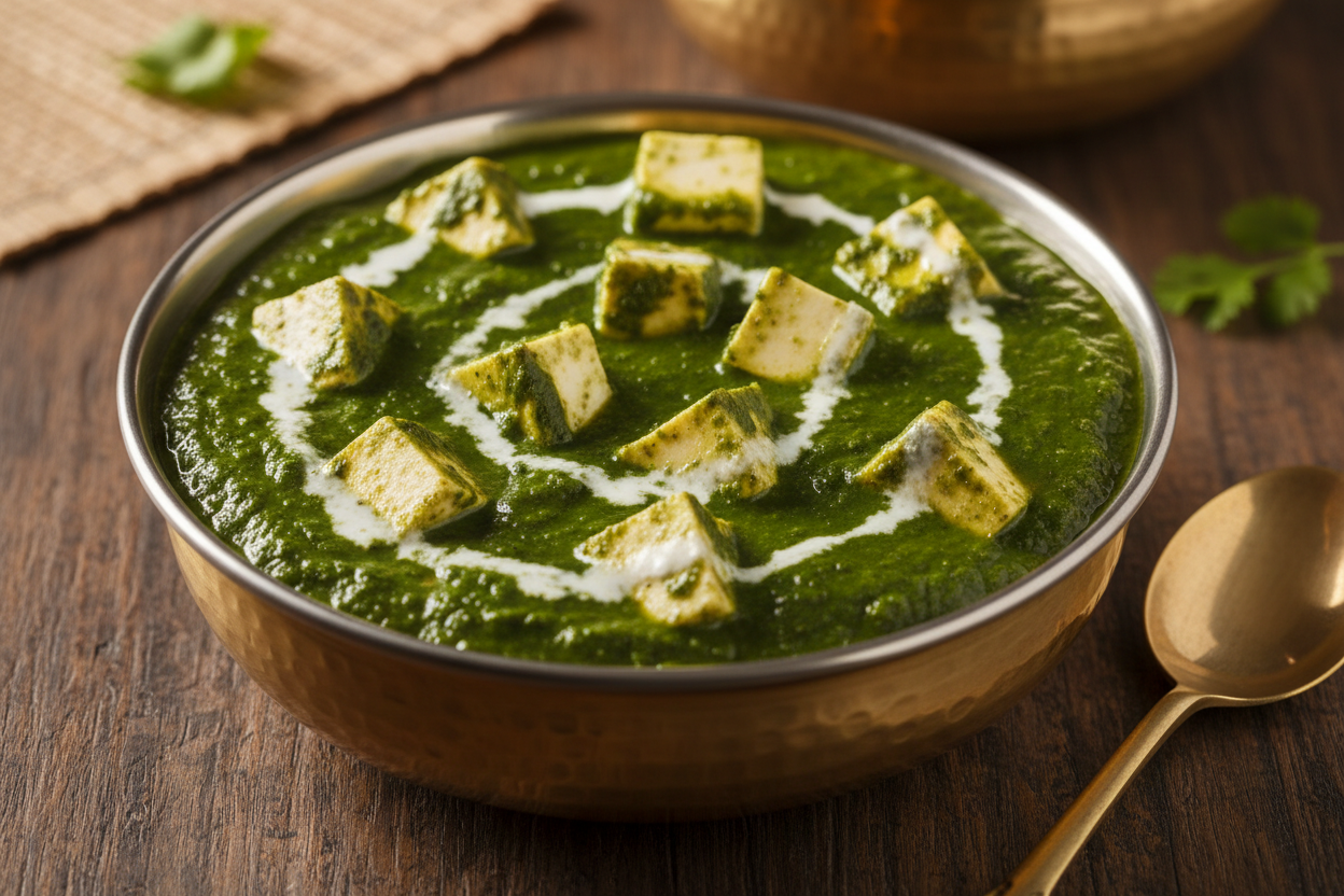 Palak Paneer Soft paneer in rich spinach gravy